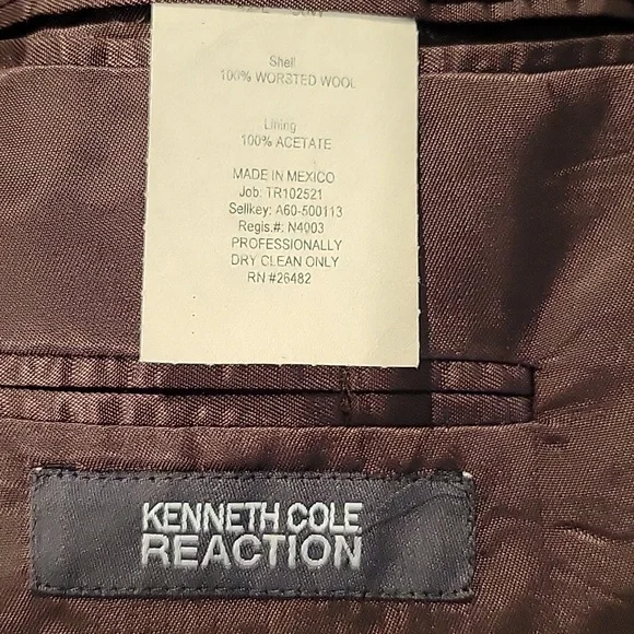 Men's Kenneth Cole Brown Pinstripe Suit (Blazer and Slacks)